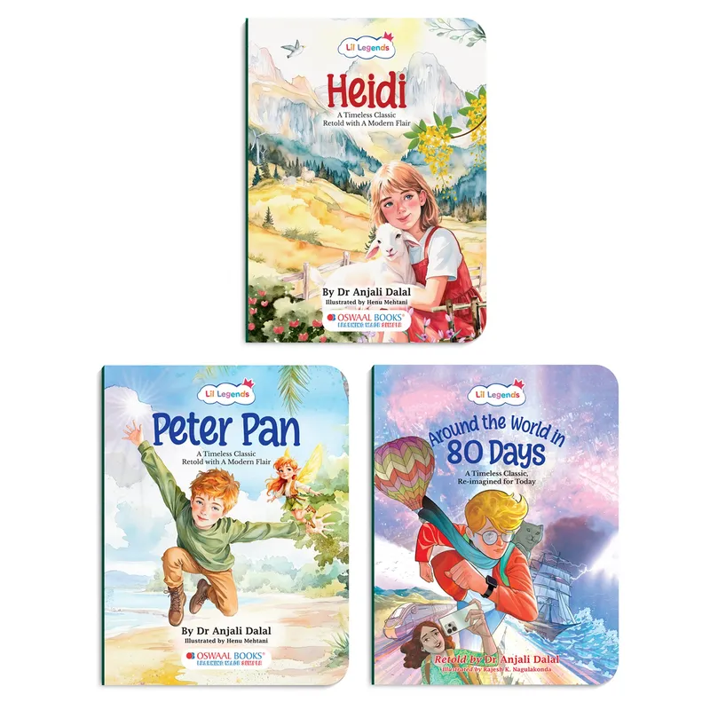 Lil Legends Timeless Classics Re-Imagined for Today | Set of 3 Story Books | Heidi, Peter Pan and Around the World in 80 Days | Vocabulary, Imagination and Value Booster Stories | For Age 7+