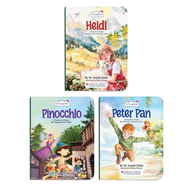 Lil Legends Timeless Classics Re-Imagined for Today | Set of 3 Story Books | Heidi, Pinocchio and Peter Pan | Vocabulary, Imagination and Value Booster Stories | For Age 7+
