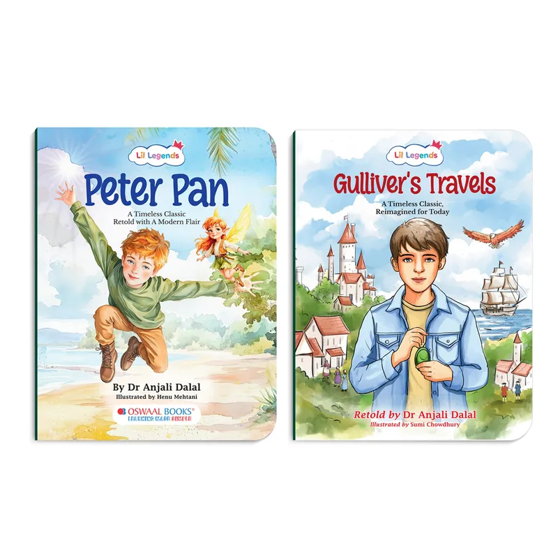 Lil Legends Timeless Classics Re-Imagined for Today Set of 2 Illustrated Story Books | Peter Pan and Gulliver's Travels | Vocabulary, Imagination and Value Booster Stories For Young Readers | For Age 7+