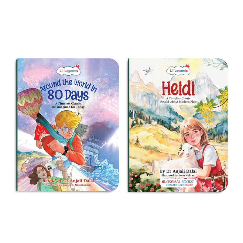 Lil Legends Timeless Classics Re-Imagined for Today | Set of 2 Illustrated Story Books | Heidi and Around the World in 80 Days | Vocabulary, Imagination and Value Booster Stories | For Age 7+