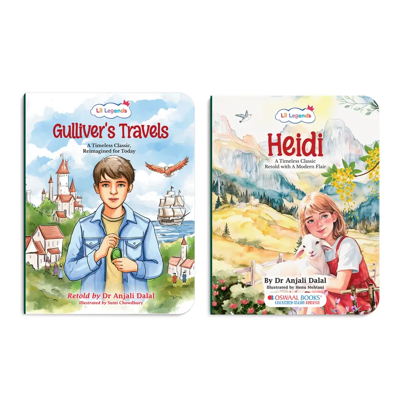 Lil Legends Timeless Classics Re-Imagined for Today | Set of 2 Illustrated Story Books | Heidi and Gulliver's Travels | Vocabulary, Imagination and Value Booster Stories | For Age 7+