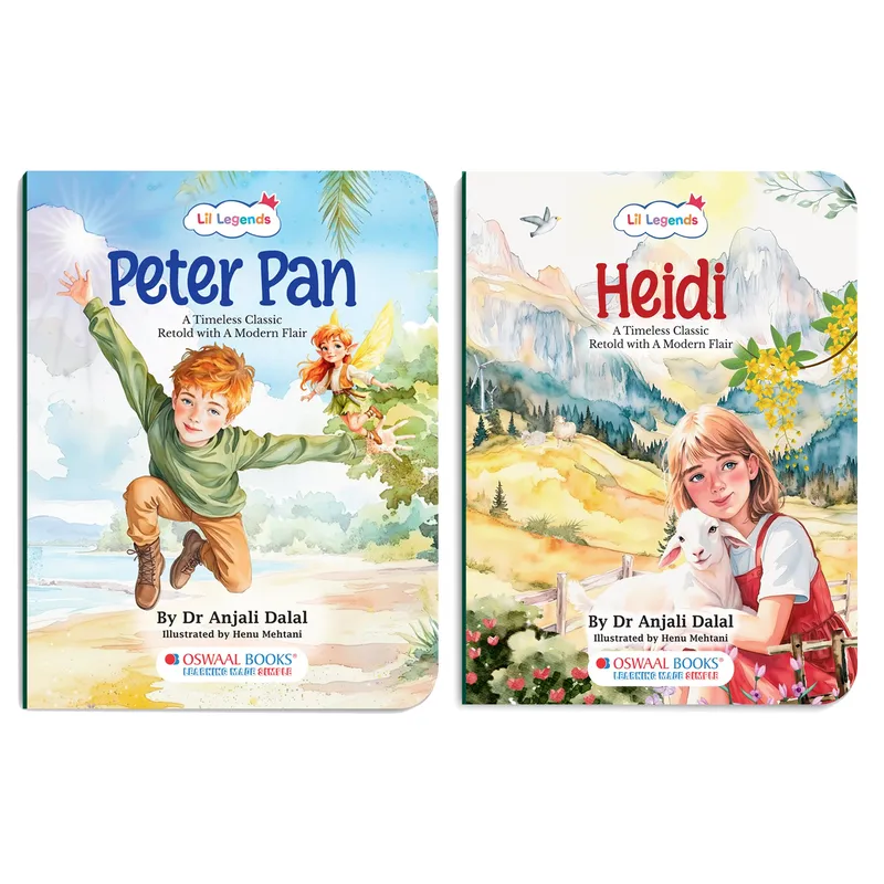 Lil Legends Timeless Classics Re-Imagined for Today | Set of 2 Illustrated Story Books | Heidi and Peter Pan | Vocabulary, Imagination and Value Booster Stories for Young Readers | For Age 7+