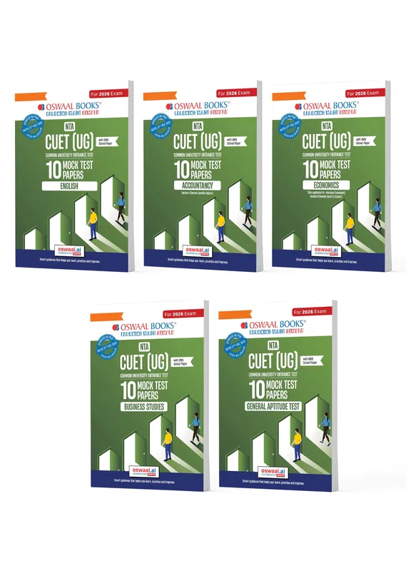 NTA CUET (UG) Mock Test Papers | English, Accountancy, Business Studies, General Aptitude Test & Economics (Set of 5 Books) | For 2026 Exam | Includes 2025 Paper- fully solved | With Oswaal AI