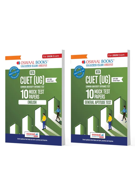 NTA CUET (UG) Mock Test Papers | English & General Aptitude Test (Set of 2 Books) | For 2026 Exam (Section-II) (as per latest 27 Dec., notification) Includes 2025 solved Paper | With Oswaal AI