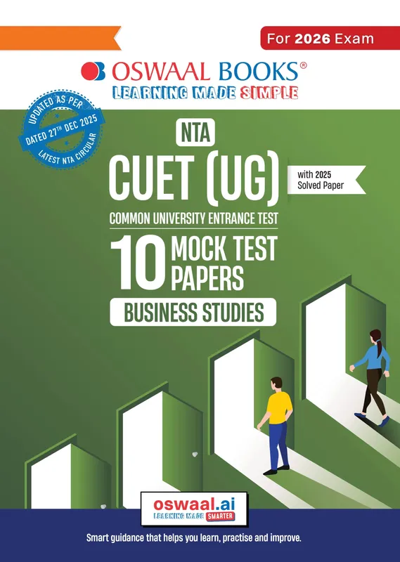 NTA CUET (UG) 10 Mock Test Papers Business Studies For 2026 Exam (Section-II) (as per latest 27 Dec., notification) | 500+ MCQs for Practice | Includes 2025 Paper- fully solved | With Oswaal AI