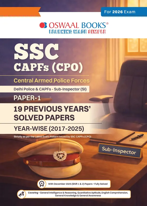 SSC CPO & Delhi Police SI Paper-1 19 Previous Years Solved Papers English Medium | 3900+ Questions + 1 Practice Paper | CAPF Year-wise 2017-2025 | For 2026 Exam