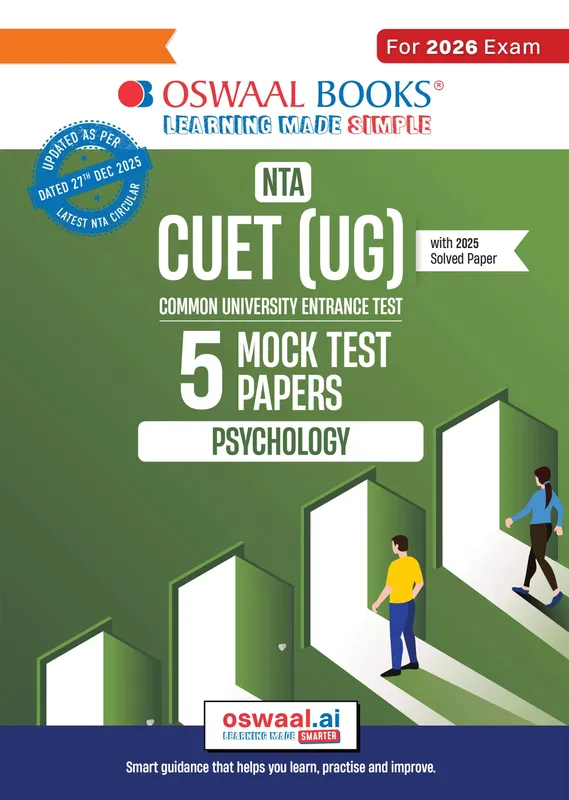 NTA CUET (UG) 5 Mock Test Papers Psychology For 2026 Exam (Section-II) (as per latest 27 Dec., notification) | 250+ MCQs for Practice | Includes 2025 Paper- fully solved | With Oswaal AI