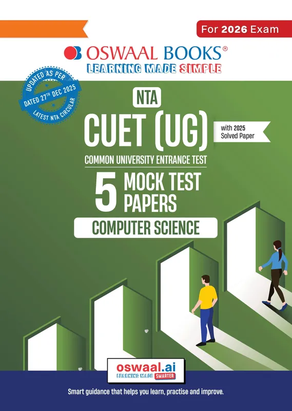 NTA CUET (UG) 5 Mock Test Papers Computer Science For 2026 Exam (Section-II) (as per latest 27 Dec., notification) | 300+ MCQs for Practice | Includes 2025 Paper- fully solved | With Oswaal AI