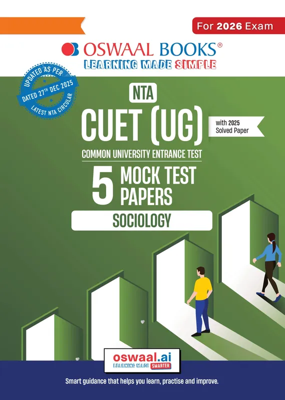 NTA CUET (UG) 5 Mock Test Papers Sociology For 2026 Exam (Section-II) (as per latest 27 Dec., notification) | 250+ MCQs for Practice | Includes 2025 Paper- fully solved | With Oswaal AI