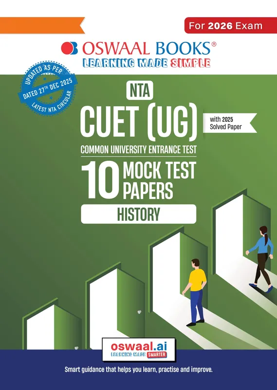 NTA CUET (UG) 10 Mock Test Papers History For 2026 Exam (Section-II) (as per latest 27 Dec., notification) | 500+ MCQs for Practice | Includes 2025 Paper- fully solved | With Oswaal AI