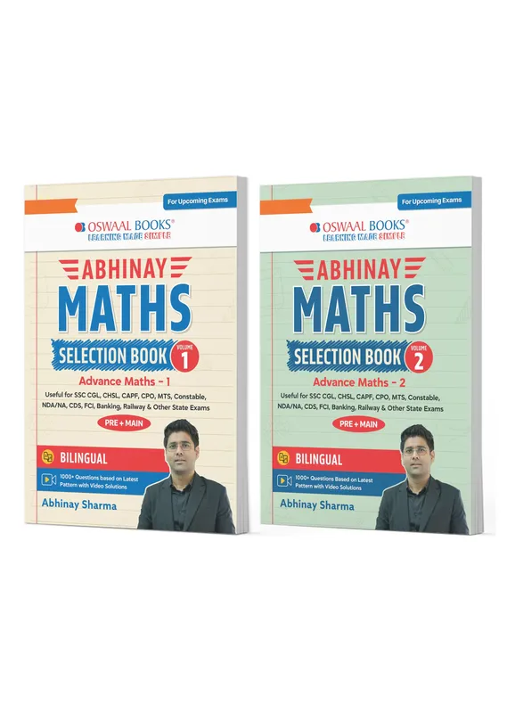 Abhinay Maths Selection Book-Vol. 1 & Vol. 2 (Set of 2 Books) Bilingual Workbook for SSC & All Govt Exams | Geometry, Mensuration, Coordinate Geometry, Algebra, Trigonometry, Height & Distance For Latest Exam