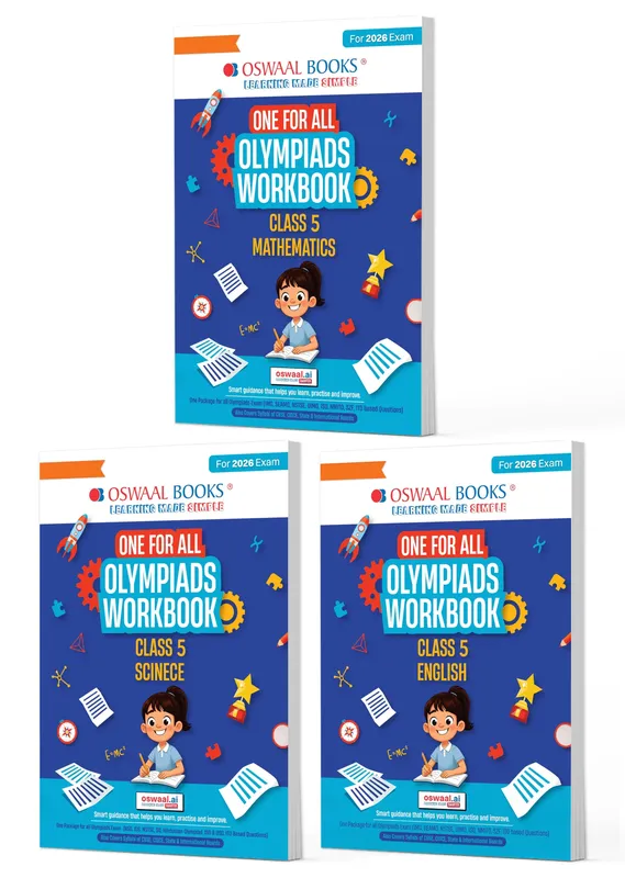 One For All Olympiads Workbook Class 5 (Set of 3 Books) Maths, Science & English For 2026 Exam