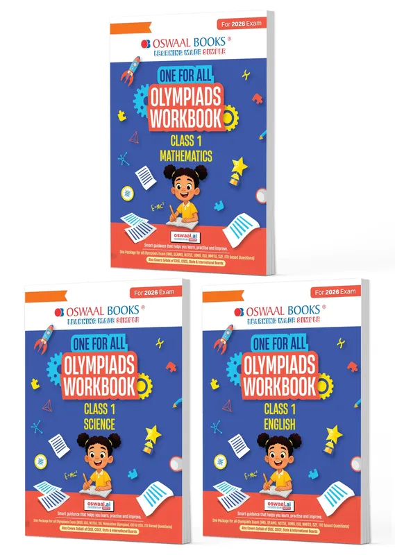 One For All Olympiad Workbook Class 1 (Set of 3 Books) Maths, Science & English For 2026 Exam