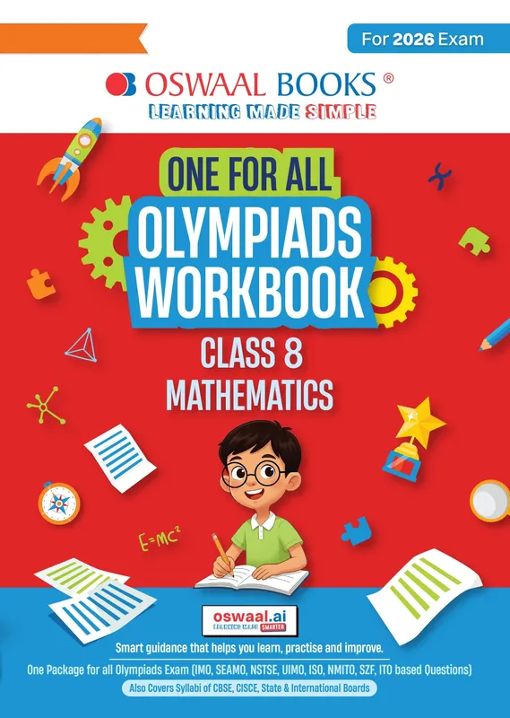 One For All Olympiads Workbook Class 8 Maths | Questions for SOF IMO & Other Olympiad Exams 2026 | With Sample Practice Papers & Oswaal.AI