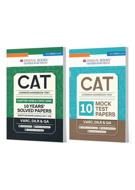 CAT & MBA Entrance CAT 10 Years' Solved Papers + 10 Mock Test Papers (Set of 2 Books) | For 2026 Exam