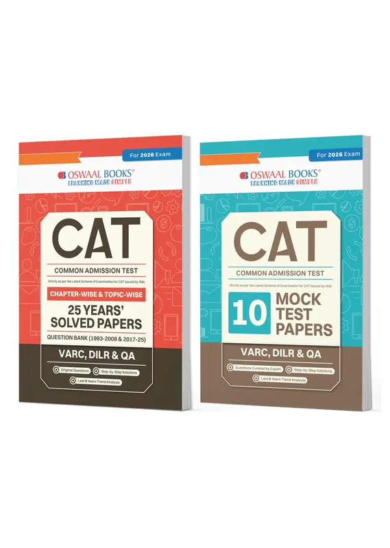 CAT & MBA Entrance CAT 25 Years' Solved Papers + 10 Mock Test Papers (Set of 2 Books) | For 2026 Exam
