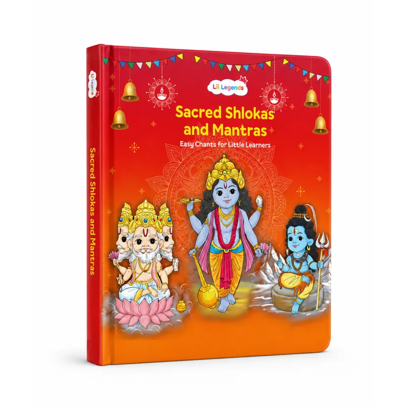 Lil Legends Shlokas & Mantras Padded Board Book for Kids | Sanskrit Prayers & Verses with Illustrations | Cultural Learning Picture Book | Age 2+ Years | Padded Cover Edition