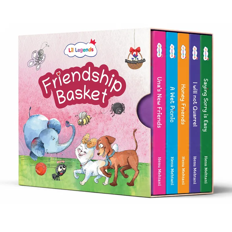 Lil Legends Friendship Basket Slipcase Set with 5 Board Books | Picture Stories for Kids | Boosts Vocabulary, Imagination and Social Skills | For Toddlers/Preschoolers | Age 2-5