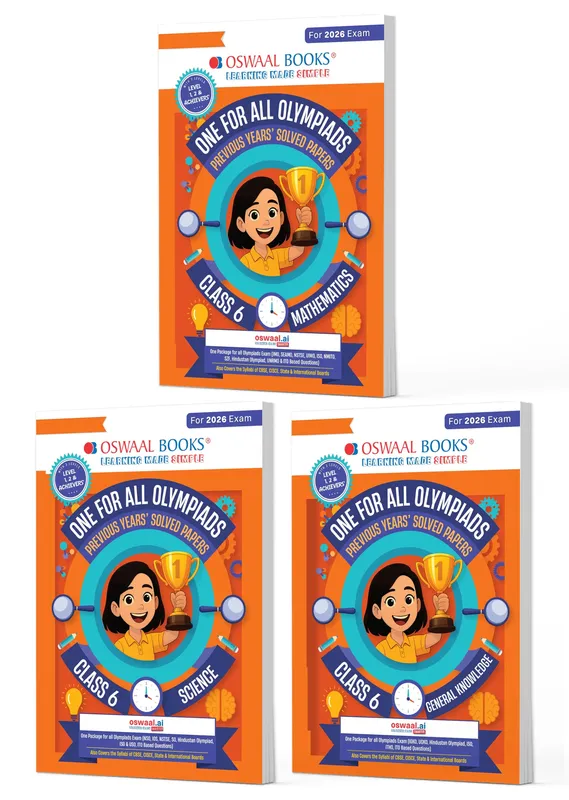 One for All Olympiads | Class 6 Maths, Science, GK | Chapter-wise Previous Years' Solved Papers | Prep-Guide With Level 1, 2 & Achievers Section (Set of 3 Books) For 2026 Exam