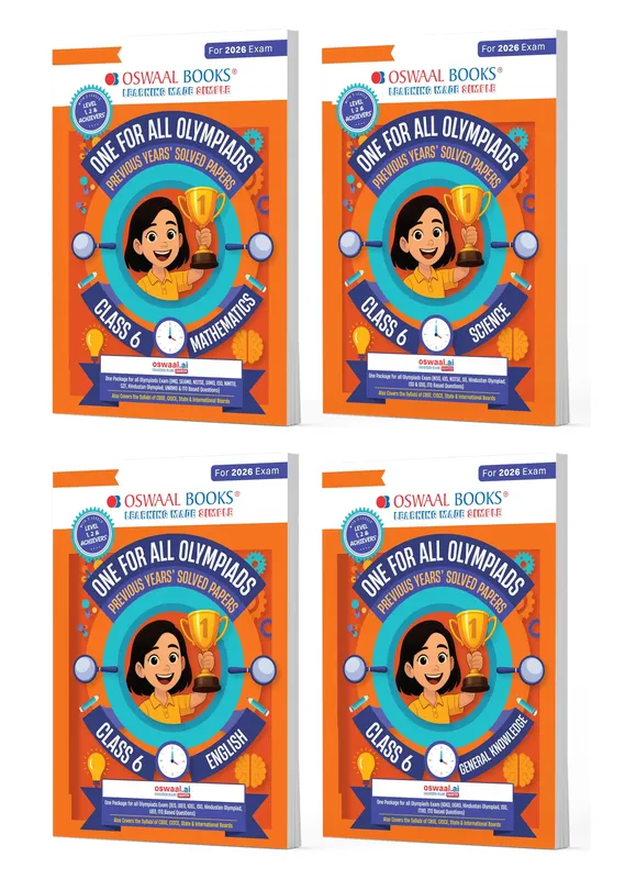 One for All Olympiads | Class 6 Maths, Science, English, GK | Chapter-wise Previous Years' Solved Papers | Prep-Guide With Level 1, 2 & Achievers Section (Set of 4 Books) For 2026 Exam