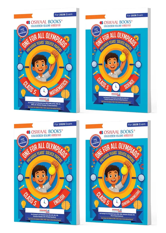 One for All Olympiads | Class 5 Maths, Science, English, GK | Chapter-wise Previous Years' Solved Papers | Prep-Guide With Level 1, 2 & Achievers Section (Set of 4 Books) For 2026 Exam