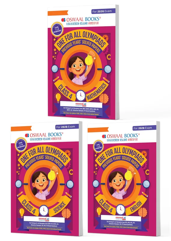 One for All Olympiads | Class 4 Maths, Science, English | Chapter-wise Previous Years' Solved Papers | Prep-Guide With Level 1, 2 & Achievers Section (Set of 3 Books) For 2026 Exam