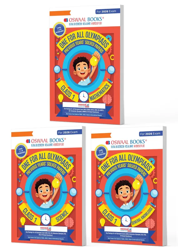 One for All Olympiads | Class 1 Maths, Science, GK | Chapter-wise Previous Years' Solved Papers | Prep-Guide With Level 1, 2 & Achievers Section (Set of 3 Books) For 2026 Exam