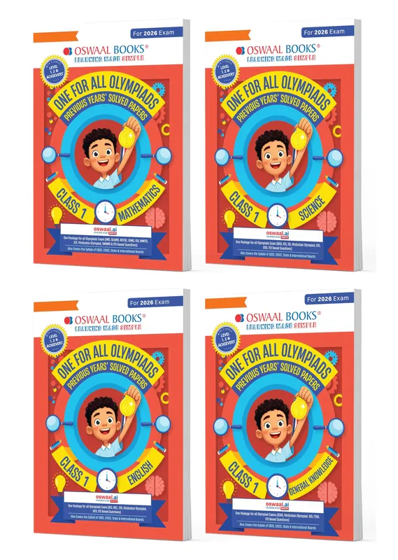 One for All Olympiads | Class 1 Maths, Science, English, GK | Chapter-wise Previous Years' Solved Papers | Prep-Guide With Level 1, 2 & Achievers Section (Set of 4 Books) For 2026 Exam