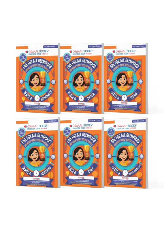 One For All Olympiad Chapter-wise Previous Years' Solved Papers, Prep-Guide Class 6 (Set of 6 Books) Maths, English, Science, Reasoning, Cyber & General Knowledge (For 2026 Exam)