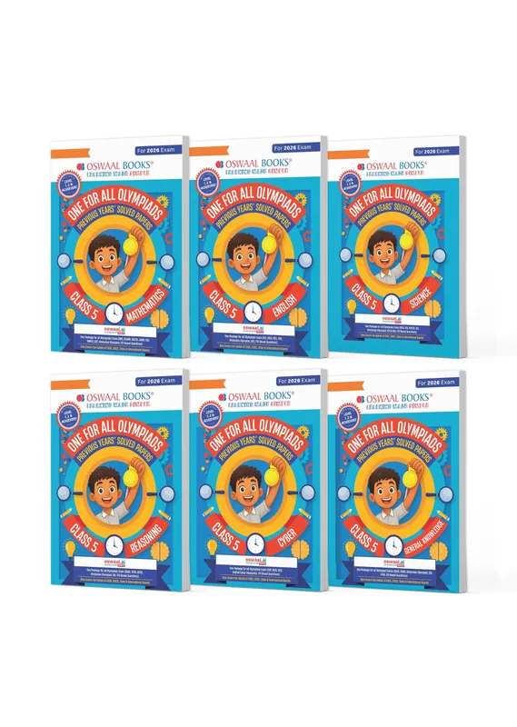 One For All Olympiad Chapter-wise Previous Years' Solved Papers, Prep-Guide Class 5 (Set of 6 Books) Maths, English, Science, Reasoning, Cyber & General Knowledge (For 2026 Exam)