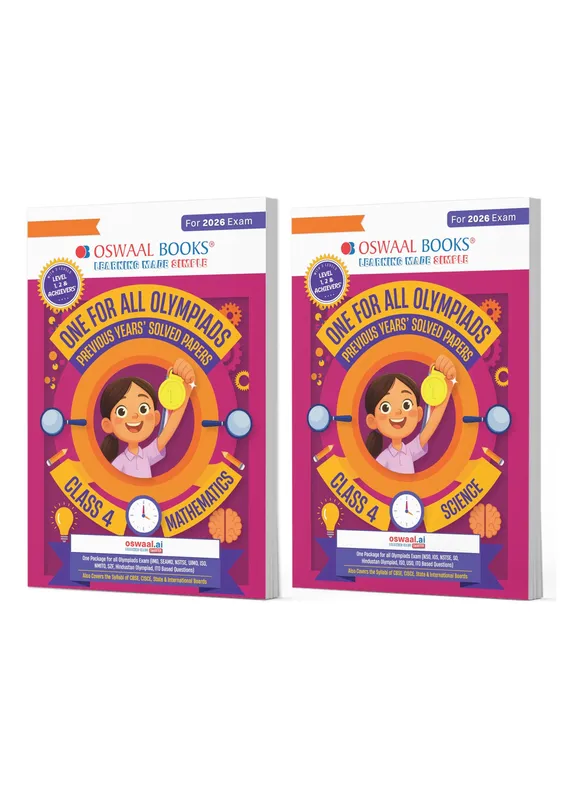 One For All Olympiad Chapter-wise Previous Years's Solved Papers, Prep-Guide Class 4 (Set of 2 Books) Maths & Science For 2026 Exam