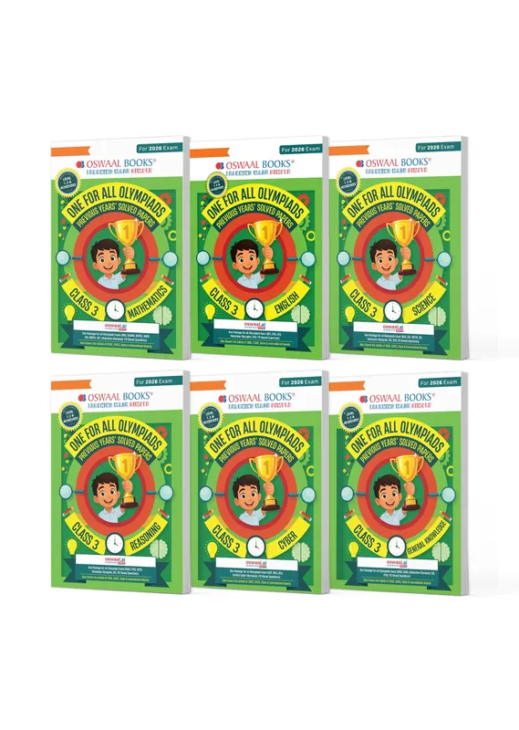 One For All Olympiad Chapter-wise Previous Years' Solved Papers, Prep-Guide Class 3 (Set of 6 Books) Maths, English, Science, Reasoning, Cyber & General Knowledge (For 2026 Exam)