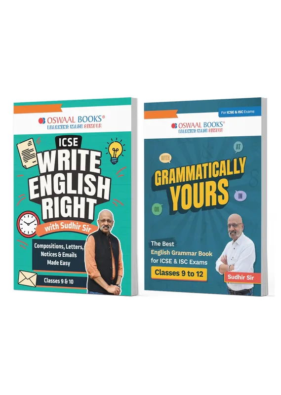 ICSE Class 9 & 10 Write English Right(Compositions, Letters, Notices & Emails Writing Made Easy) + Grammatically Yours (The Best English Grammar Book for Classes 9-12 ICSE & ISC) (Set of 2 Books) With Sudhir Sir For 2026 Exams.