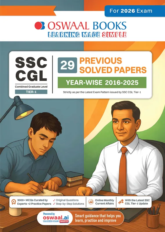 SSC CGL Tier-1 29 Previous Years Solved Papers English Medium | 3000+ Questions + 2 Practice Papers | Year-wise 2016-2025 | For 2026 Exam
