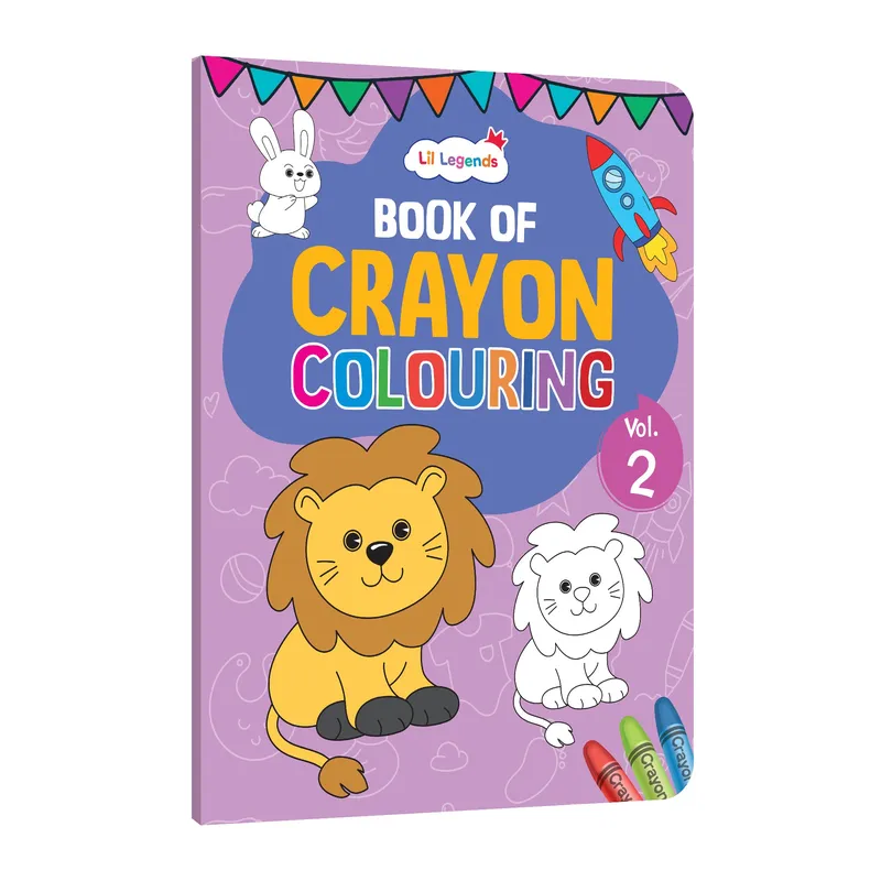 Lil Legends Crayon Colouring Book Vol 2 for Kids | Bold Outlines and Simple Designs | Animals, Birds and Surrounding World | Fun Colouring Activity Book | For Nursery/LKG | Age 3+