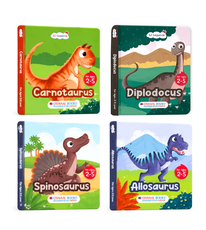 Lil Legends Dinosaur Padded Board Books for Kids | Set of 4 Books | Illustrated Dinosaur Storybooks | Early Learning Fun | Age 2-5 Years | Padded Cover Set
