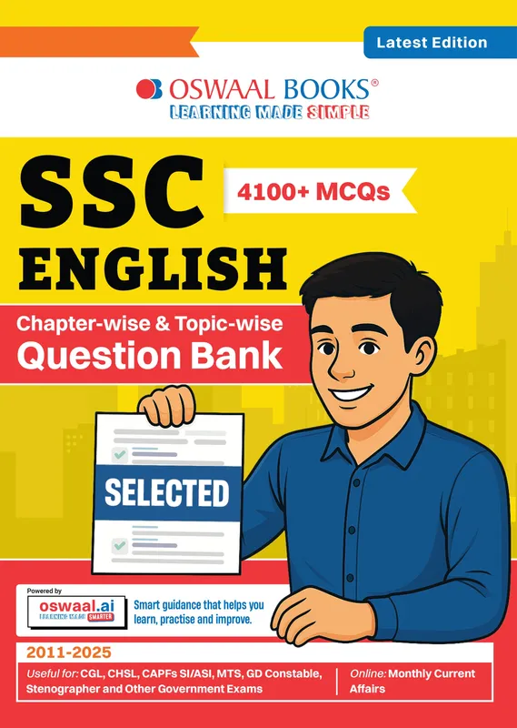 SSC General English 15 Years Question Bank | 4100+ MCQs Tier-1 Chapter-wise & Topic-wise | SSC CGL, CHSL, MTS, CPO | Previous Years 2011-2025 | For 2026 Exam