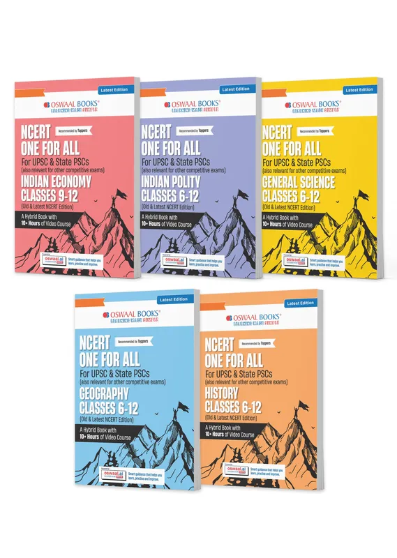 NCERT One for All Book For UPSC and State PSCs History, Geography, General Science, Indian Polity and Indian Economy (Set of 5 Books) Old and New NCERT Edition, Latest Edition