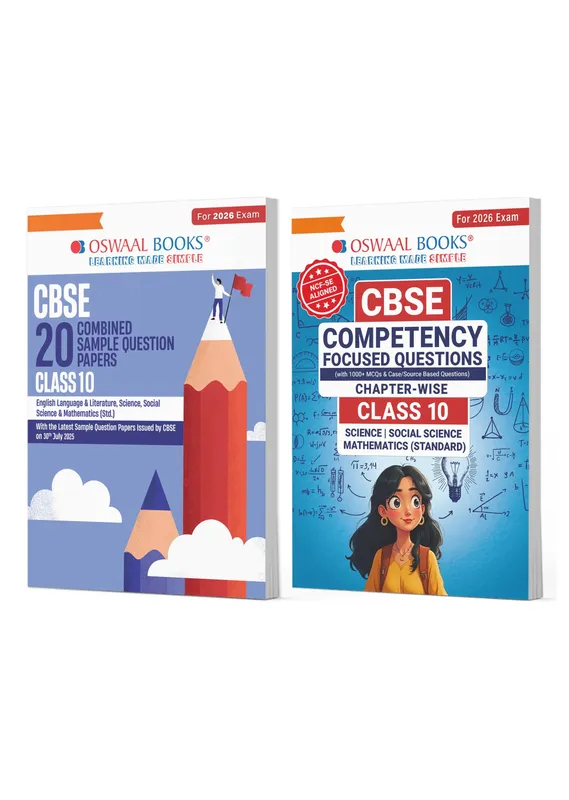 CBSE 20 Combined Sample Question Papers + Competency Focused Questions For Class 10 | Science, Maths & SST | Chapter-wise, 850+ Case & Assertion-Based Qs, Mind Maps (Set of 2, For 2026 Exam)