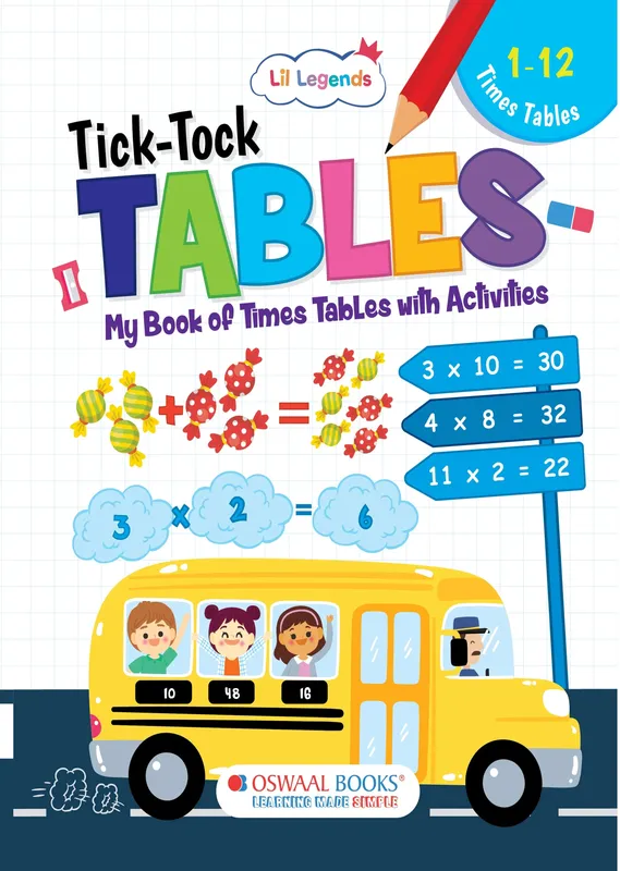 Lil Legends Tick Tock Tables for Kids | Multiplication Tables 1 to 12 Practice Book | Maths Workbook | Ages 3+ Years | Fun Times Tables with Puzzles & Activities
