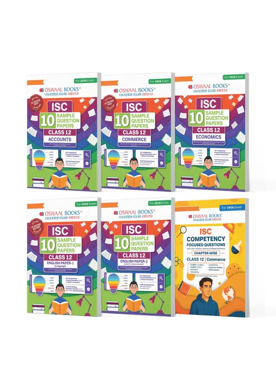 ISC Class 12, 10 Sample Question Papers + Competency Focused Questions Accounts, Commerce, Economics, English-1, English-2 (Set of 6 Books) for 2026 Board Exams