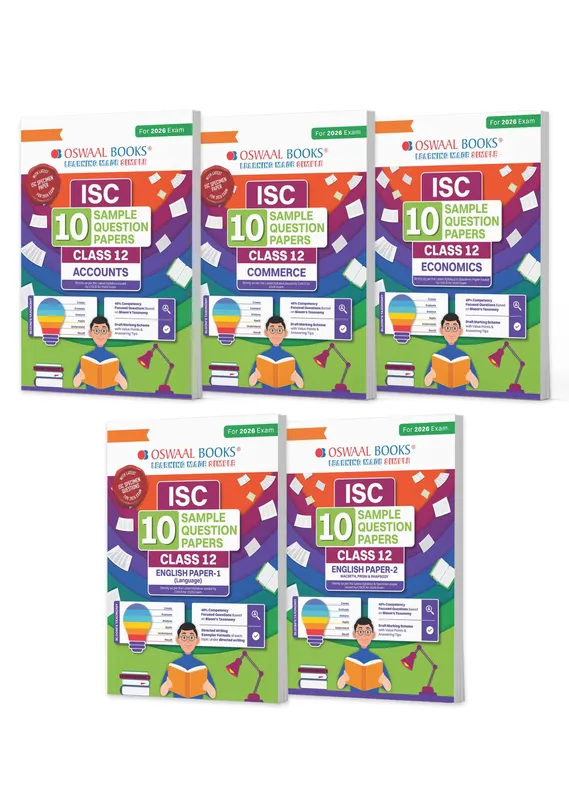 ISC 10 Sample Question Papers Class 12 (Set of 5 Books) Accounts, Commerce, Economics, English Paper 1 & 2 For 2026 Board Exam (Based On The Latest CISCE/ICSE Specimen Paper), With Competency-Based Questions, Mind Maps, On-Tips Notes