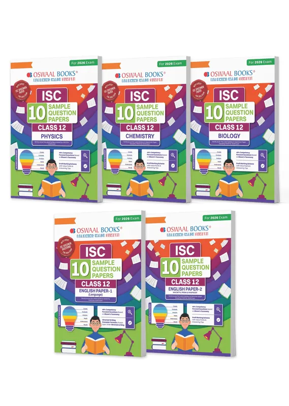 ISC 10 Sample Question Papers Class 12 (Set of 5 Books) Physics, Chemistry, Biology, English Paper 1 & 2 For 2026 Board Exam (Based On The Latest CISCE/ICSE Specimen Paper), With Competency-Based Questions, Mind Maps, On-Tips Notes