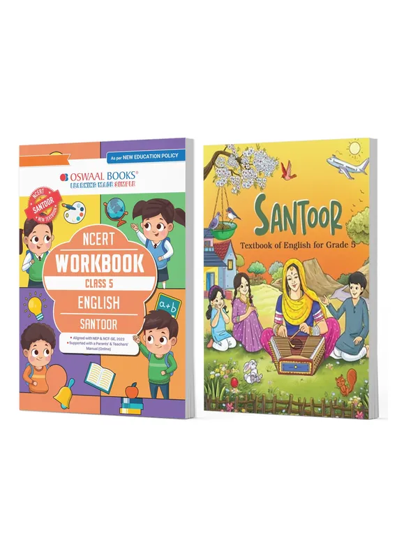 CBSE Class 5 NCERT English Santoor Textbook and Workbook For Class 5 | Updated NCERT Pattern | Includes Mind Maps & Revision notes | Teachers Manual (Set of 2 Books)