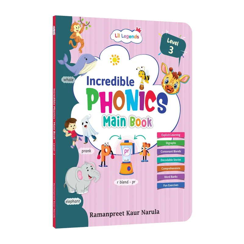 Lil Legends Incredible Phonics Level 3 Main Book for Kids | Digraphs, Consonant Blends and Decodable Stories | Reading Fluency | Advanced Phonics Workbook | For Class 1 and Class 2 | Age 5-7
