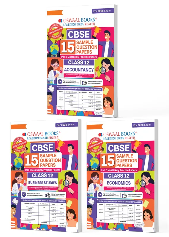CBSE Sample Question Papers Class 12 Accountancy, Business Studies & Economics (Set of 3 Books) (For Board Exams 2026)