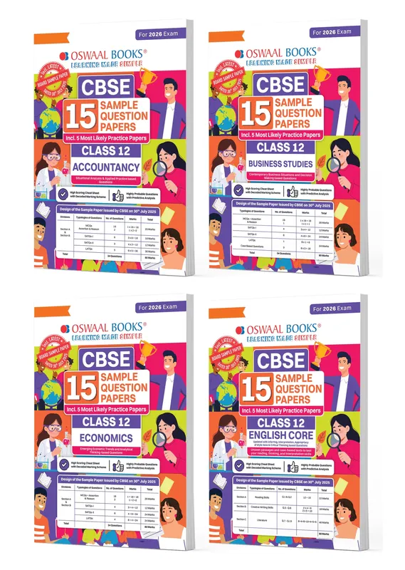 CBSE Sample Question Papers Class 12 Accountancy, Business Studies, Economics & English Core (Set of 4 Books) (For Board Exams 2026)
