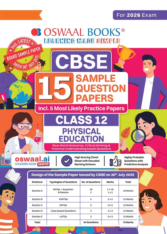 CBSE 15 Sample Question Papers Class 12 Physical Education for 2026 Board Exam (As per CBSE Sample Question Paper issued on 30 July 2025), recommended by 2025 CBSE Toppers with Chapter-wise Highly Probable Questions