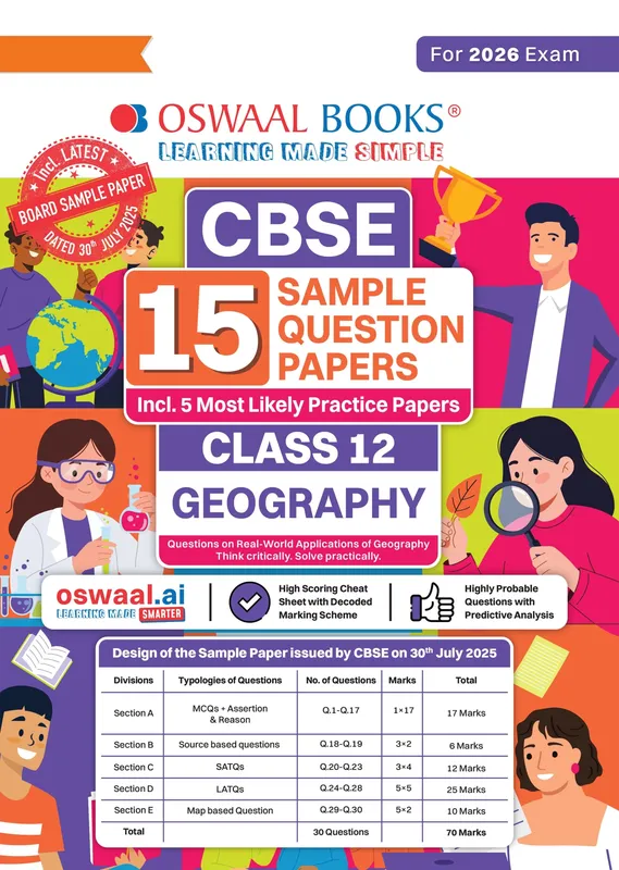 CBSE 15 Sample Question Papers Class 12 Geography for 2026 Board Exam (As per CBSE Sample Question Paper issued on 30 July 2025), recommended by 2025 CBSE Toppers with Chapter-wise Highly Probable Questions