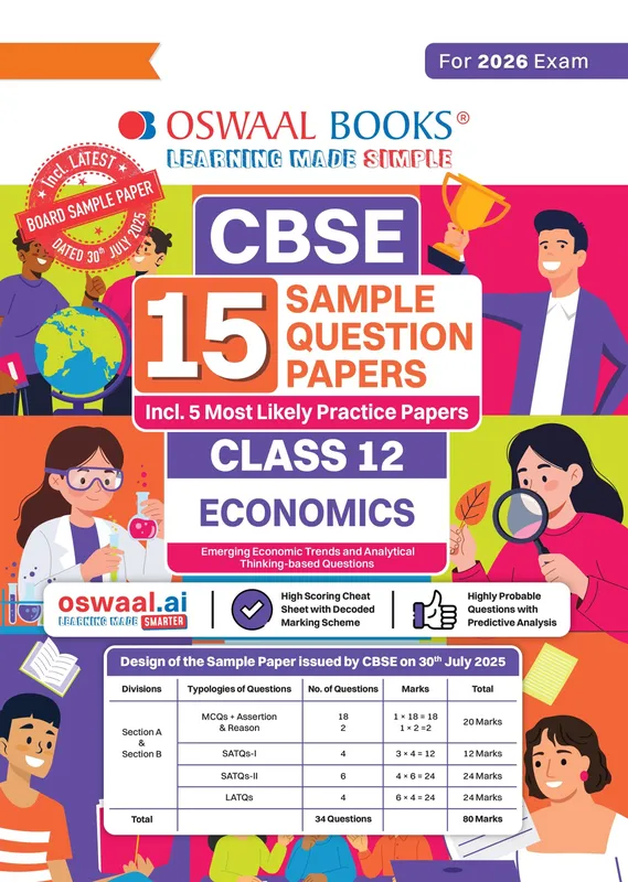CBSE 15 Sample Question Papers Class 12 Economics for 2026 Board Exam (As per CBSE Sample Question Paper issued on 30 July 2025), recommended by 2025 CBSE Toppers with Chapter-wise Highly Probable Question